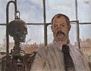 Lovis Corinth Self-Portrait with Skeleton Sweden oil painting artist